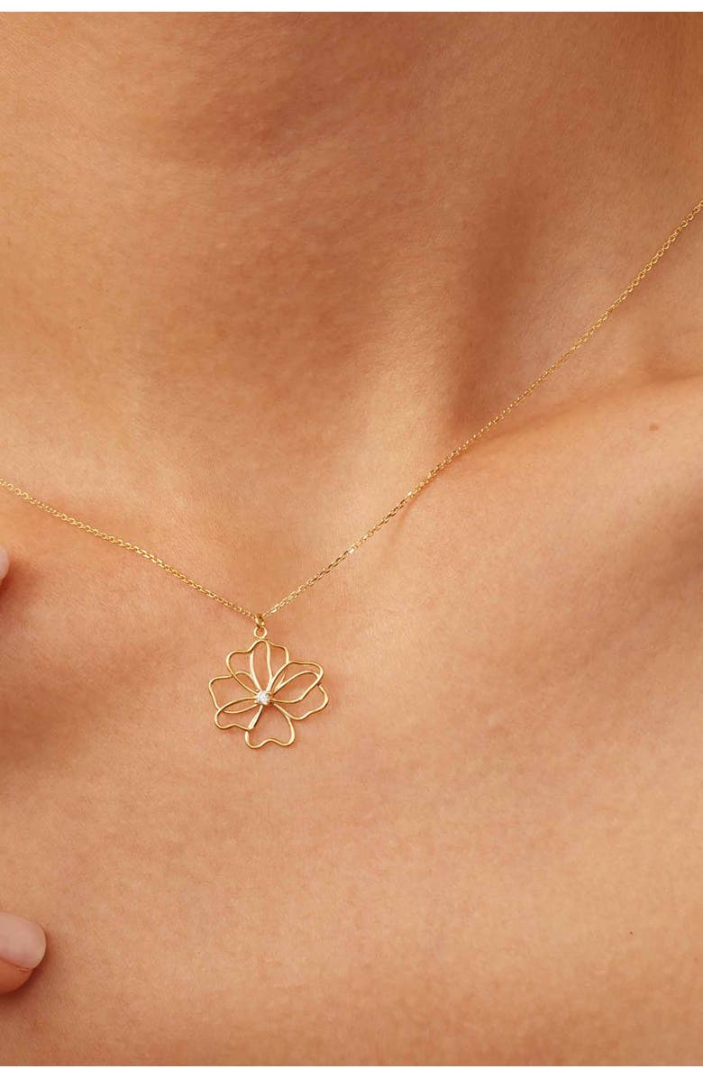 Oradina 14K Yellow Gold Full Bloom Pendant Necklace, Alternate, color, Yellow Gold