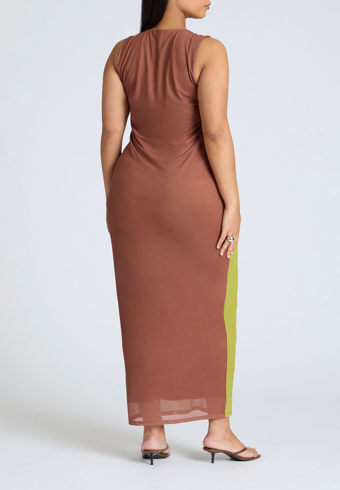 Printed Mesh Dress With Shirring - image 2