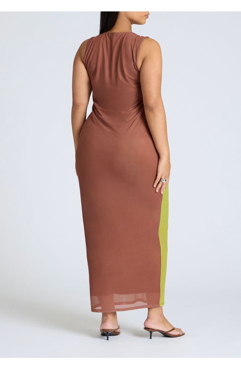 ELOQUII Printed Mesh Dress With Shirring, Alternate, color, Fragile Sprout