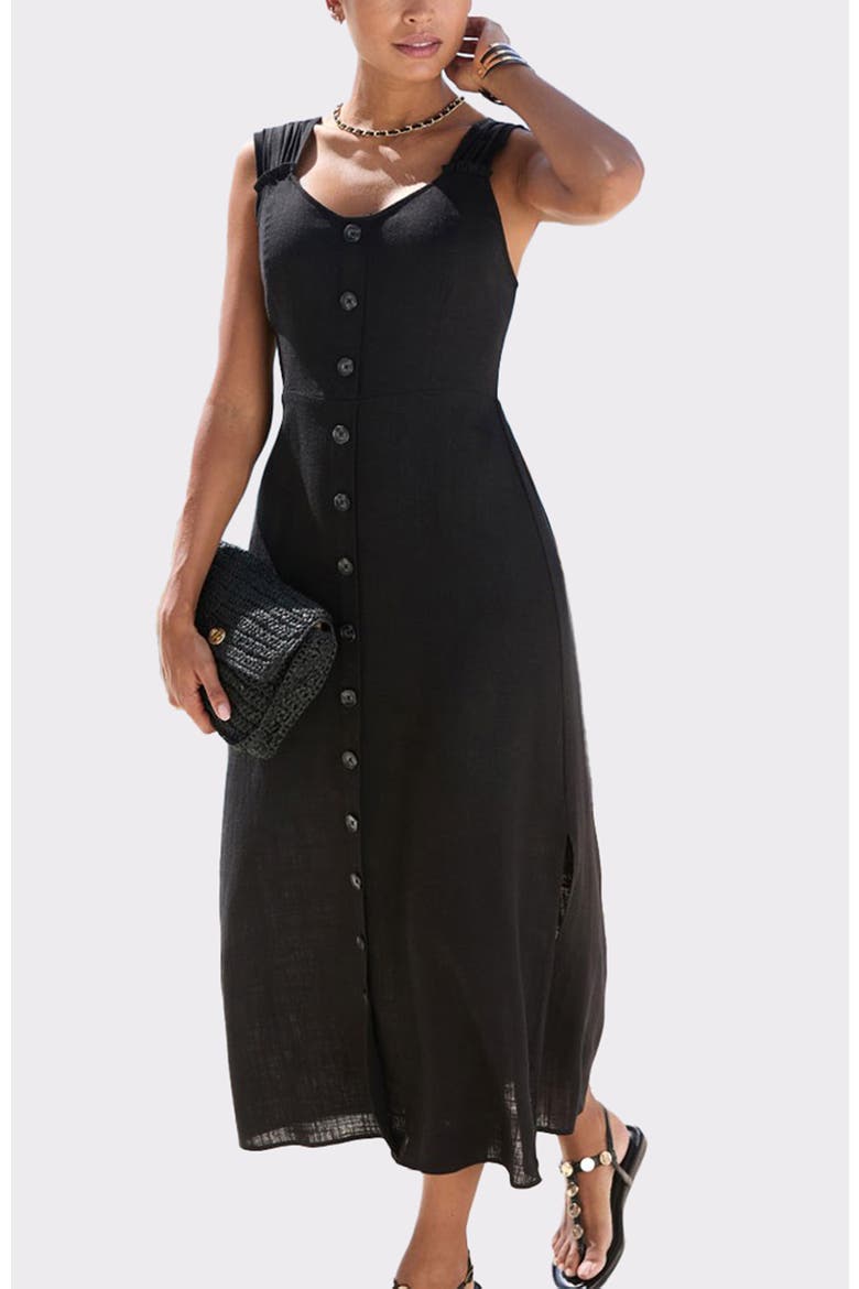 button detail maxi dress Button Detail Mix Dress-Crimson Red