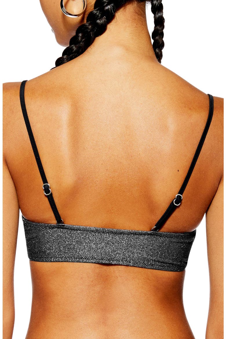 Metallic Crop Bikini Top, Alternate, color, GUNMETAL