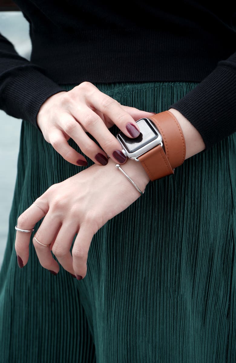 CASETiFY Double Tour Leather Apple Watch Strap, Alternate, color, 