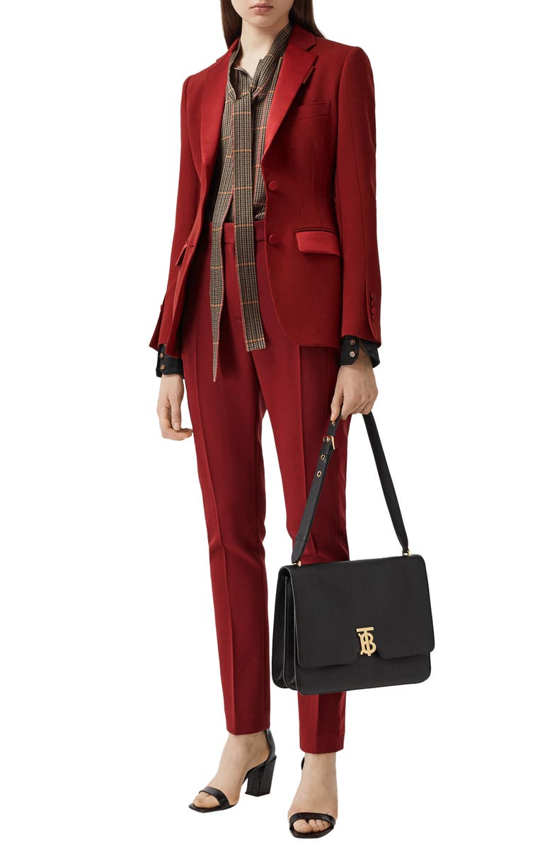 Burberry Otelia Satin Trim Wool Tuxedo Jacket, Alternate, color,