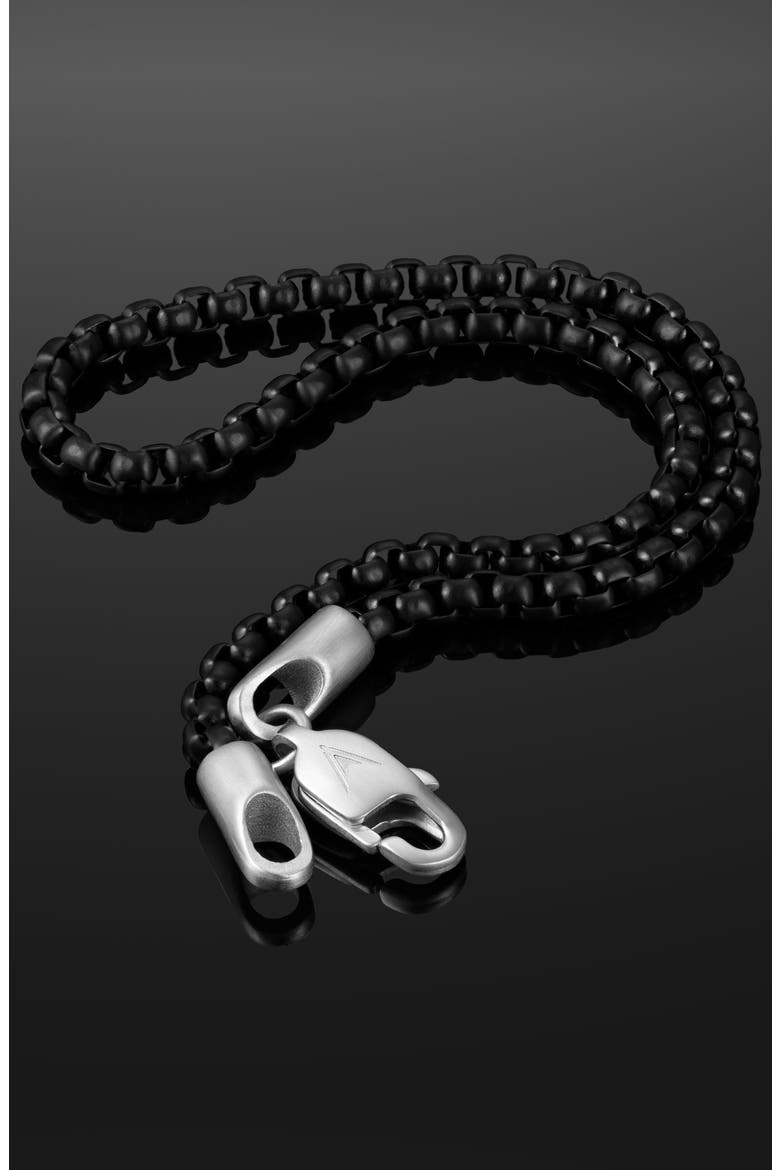 Men's Box Chain Bracelet, Alternate, color, BLACK