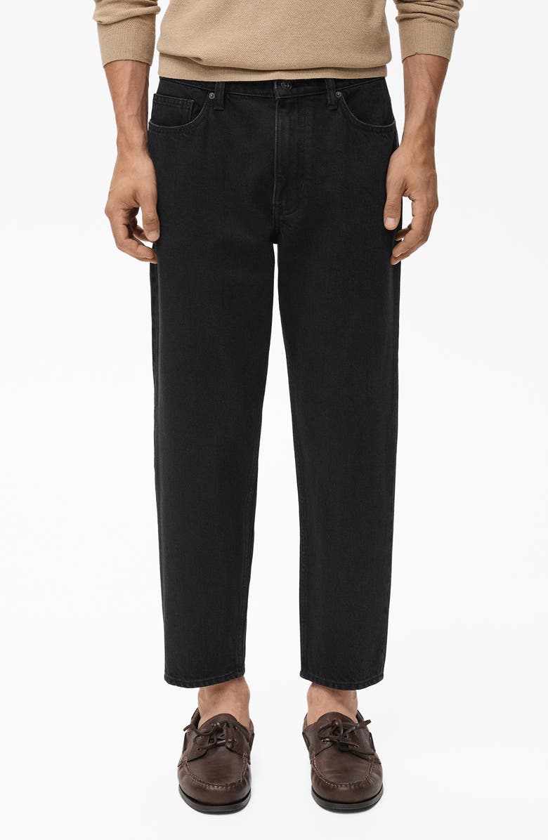 MANGO Crop Tapered Jeans, Main, color, Black Denim