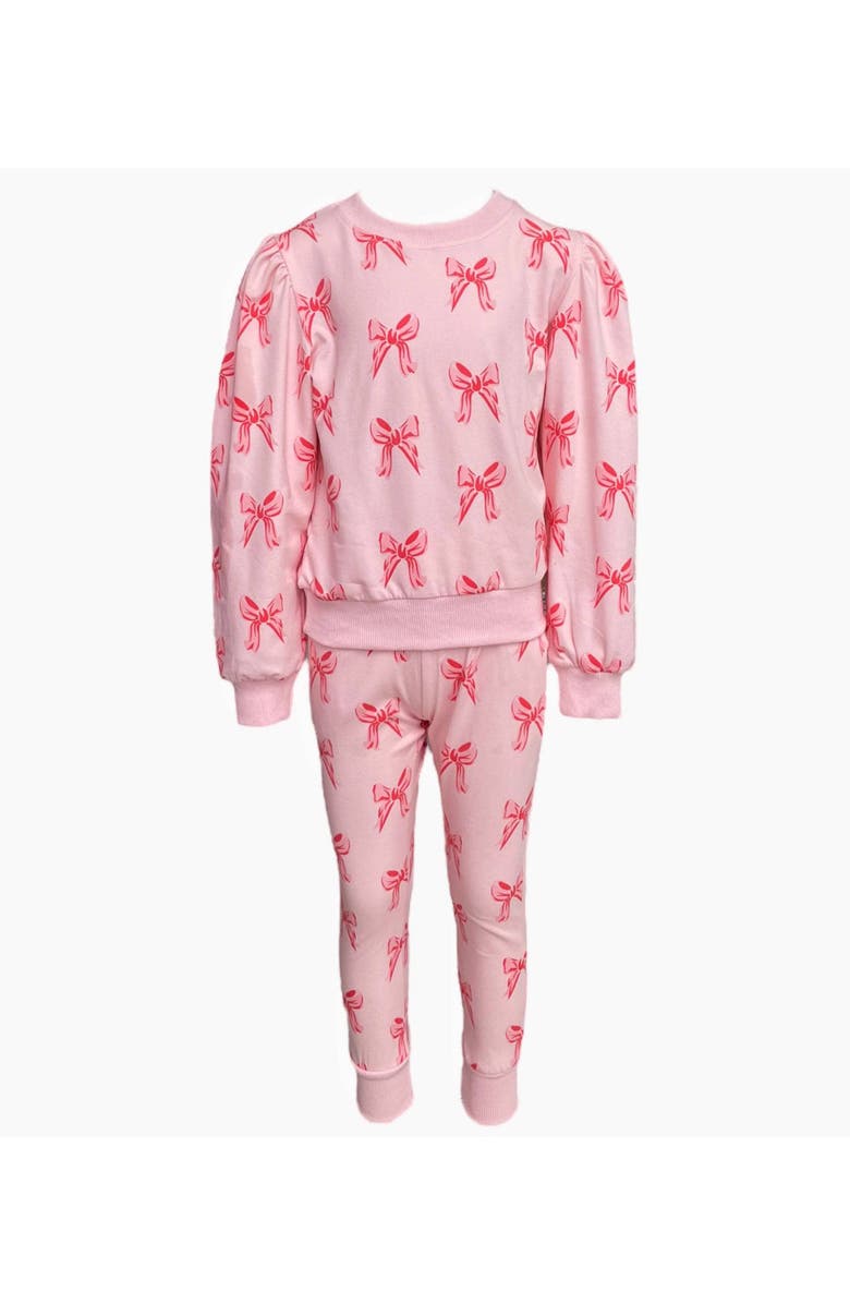 Lola + The Boys Ribbon Puff Sleeve Set, Main, color, Pink