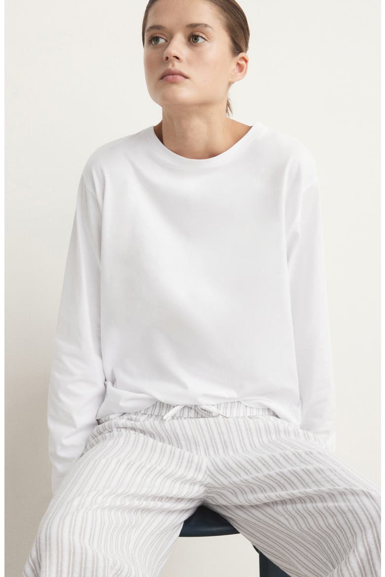 Two-Piece Stripe Cotton Pajamas, Alternate, color, GREY