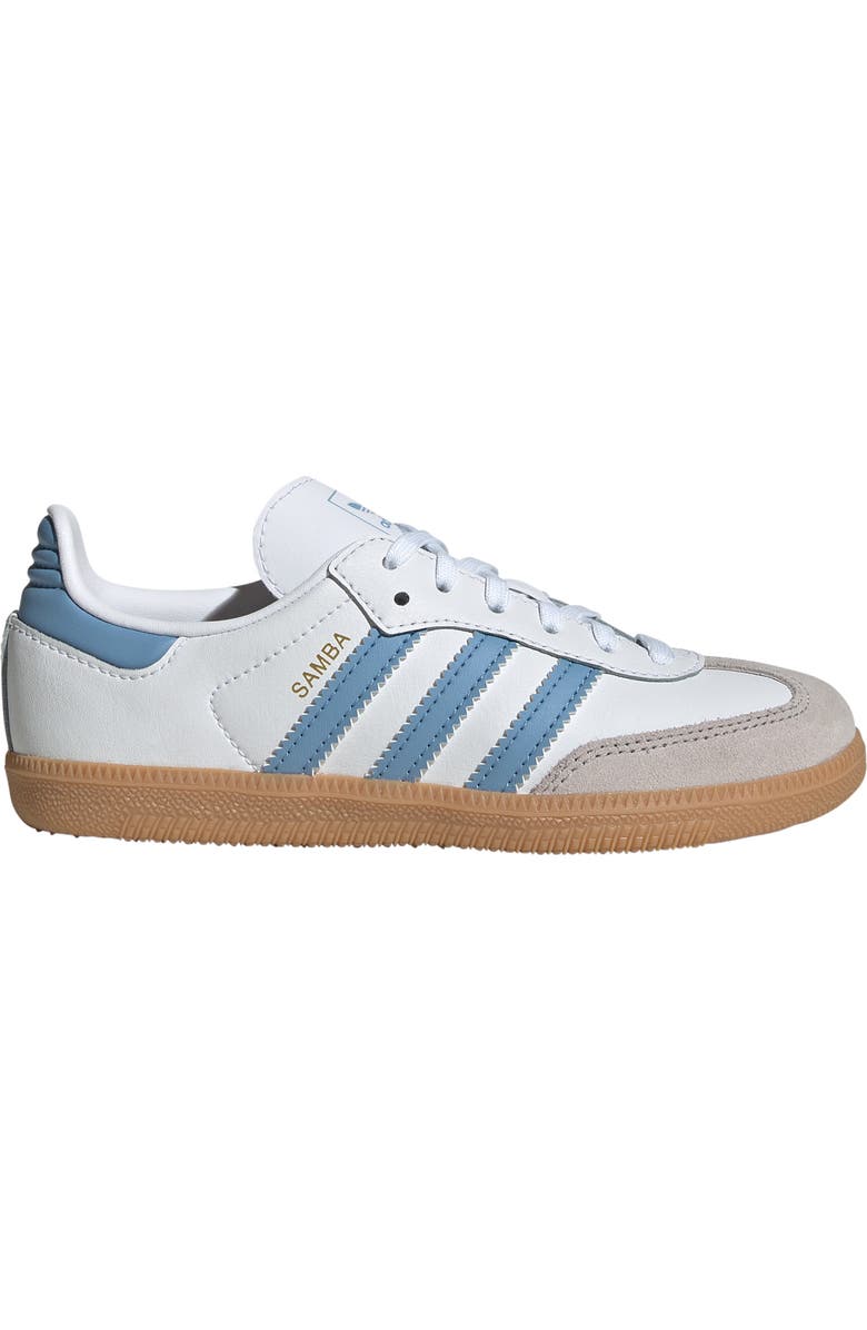 adidas Kids' Samba Sneaker, Alternate, color, White/ Ash Blue/ Gum
