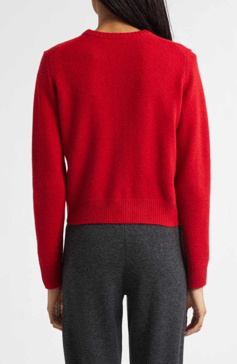 Sporty & Rich Cashmere & Wool Cardigan, Alternate, color, Ruby