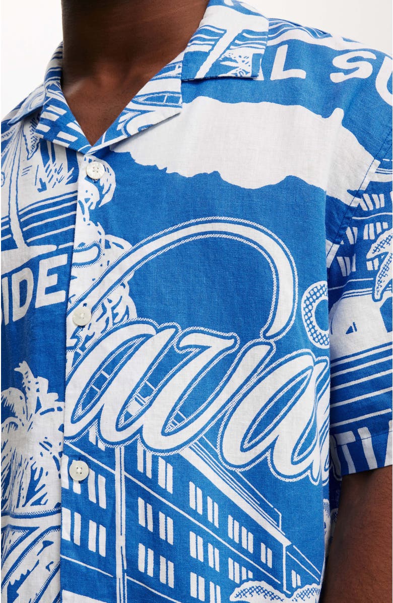 Cotton On Men's Cabana Short Sleeve Shirt, Alternate, color, Blue Havana Print