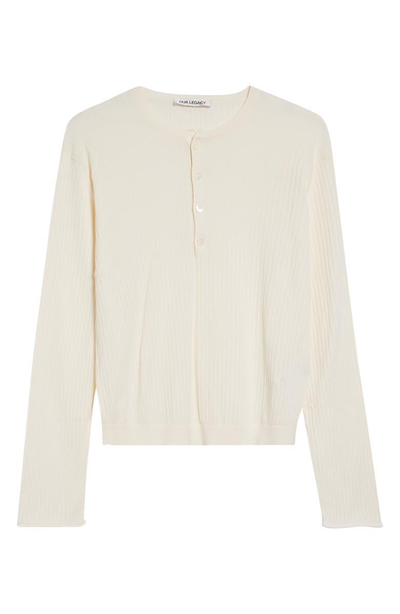 OUR LEGACY Fine Knit Cotton Crepe Henley, Main, color, Ivory Cotton Crepe