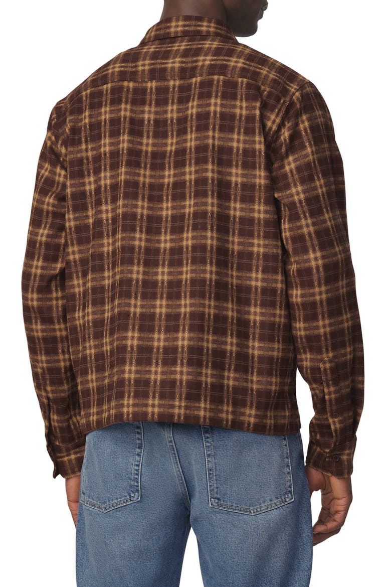Plaid Double Flap Pocket Button-Up Shirt, Alternate, color, BROWN MULTI