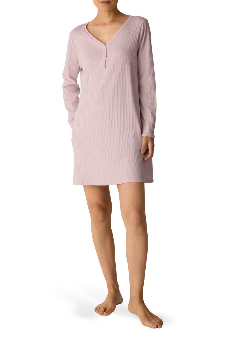 V-Neck Henley Nightgown, Main, color, PEARLESCENT