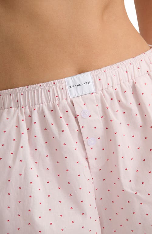 Shop Kat The Label Henry Heart Pajama Shorts In Heart Print