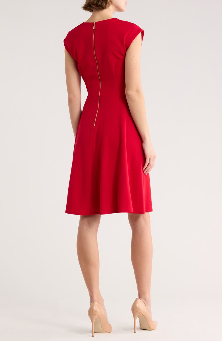 Calvin Klein Cap Sleeve A-Line Dress, Alternate, color, Red