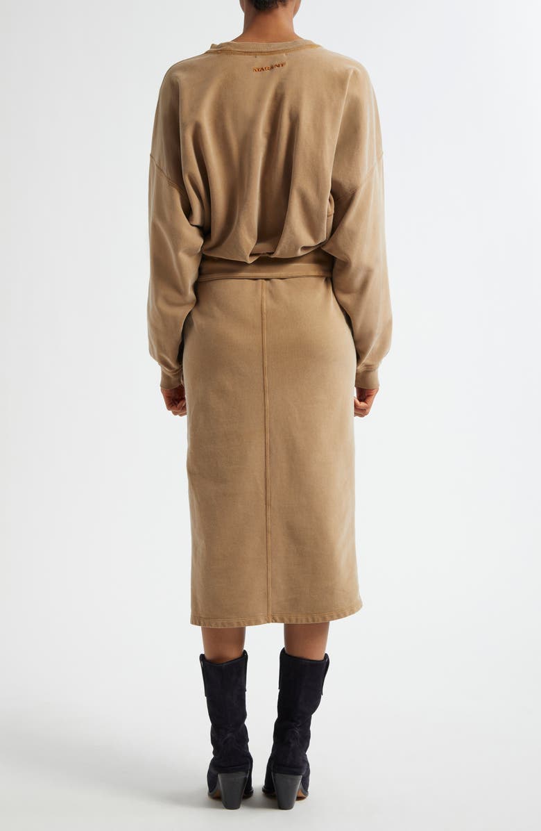 Isabel Marant Étoile Sandrina Long Sleeve Cotton Fleece Dress, Alternate, color, Caramel