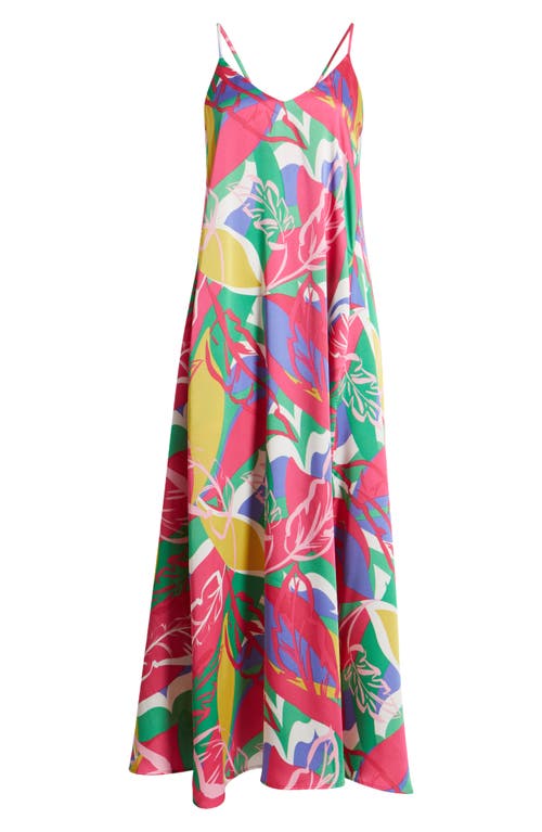 Tahari Asl Printed Maxi Sundress In Rasberry Floral