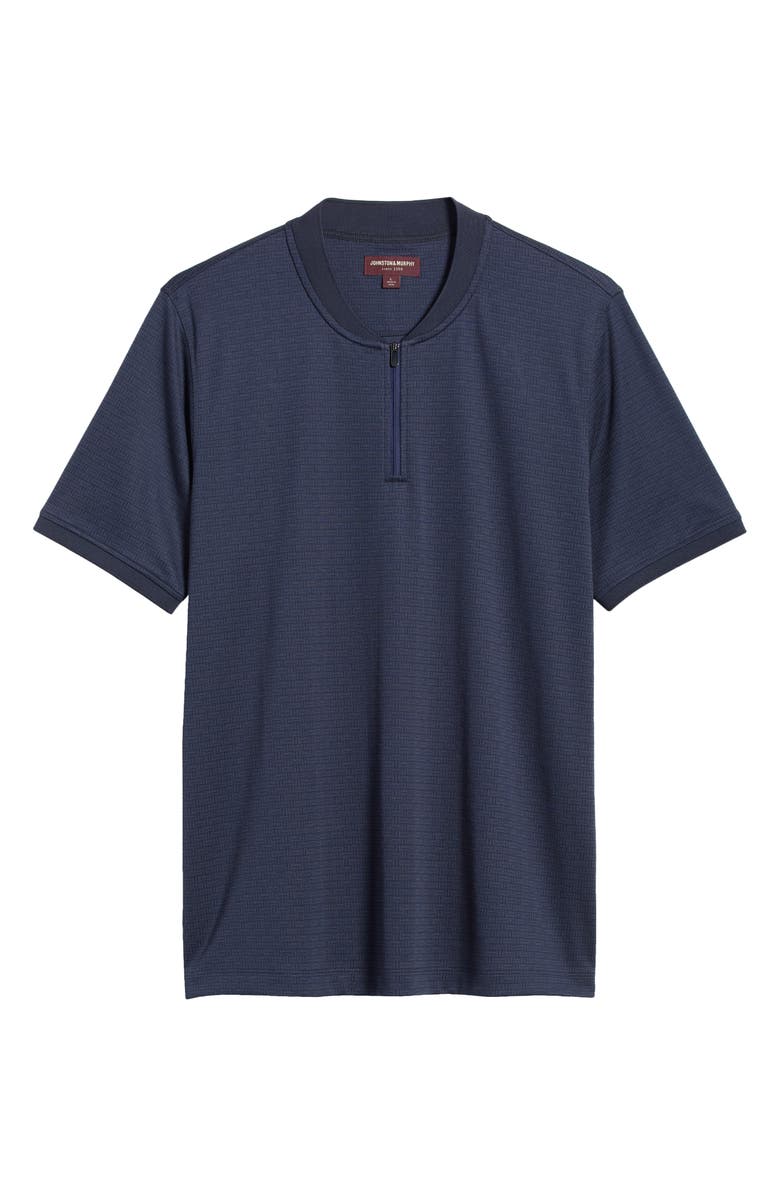 Johnston & Murphy Jacquard Pima Cotton Blend Polo, Alternate, color, Navy