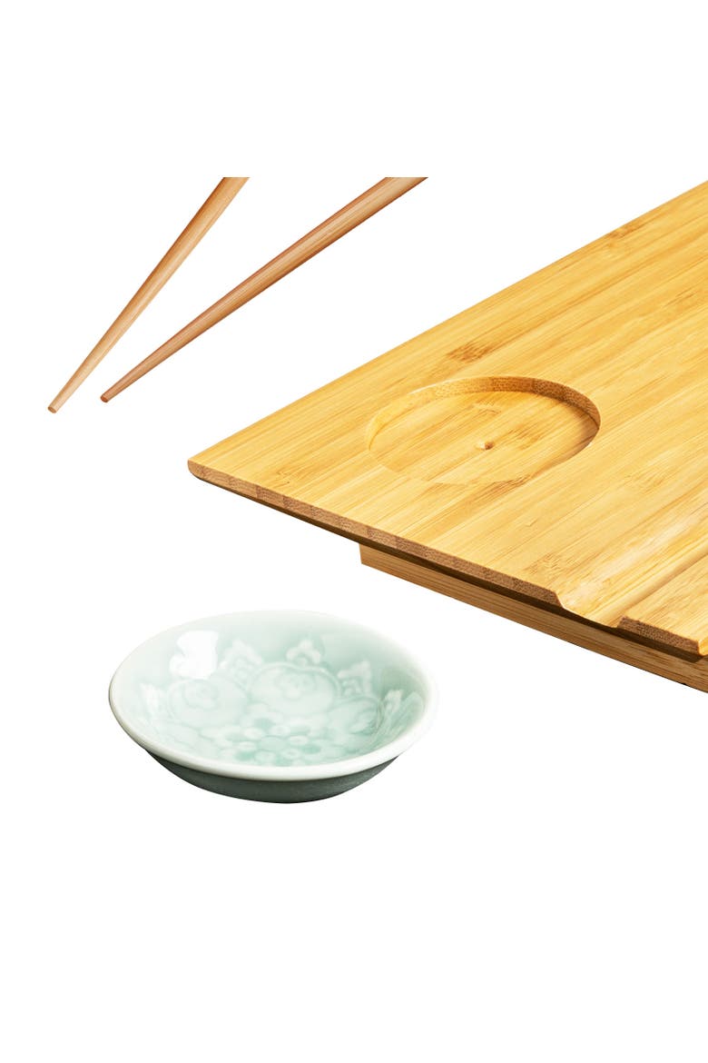 Burnished Sushi Board Set, Alternate, color, Bamboo
