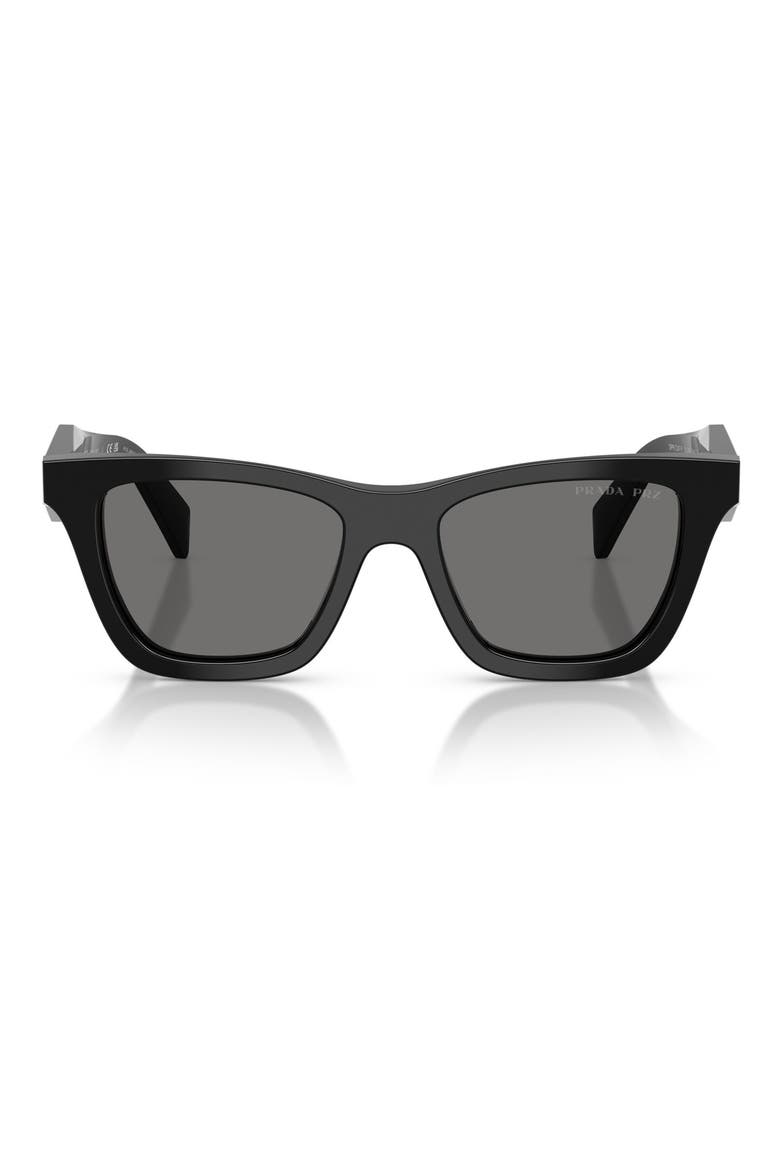 52mm Polarized Butterfly Sunglasses, Main, color, BLACK / DARK GREY POLAR