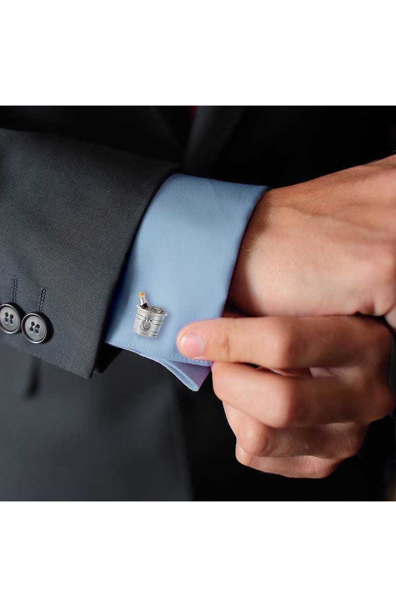 Jan Leslie Champagne Bottle on ice Sterling Cufflinks, Alternate, color, Silver