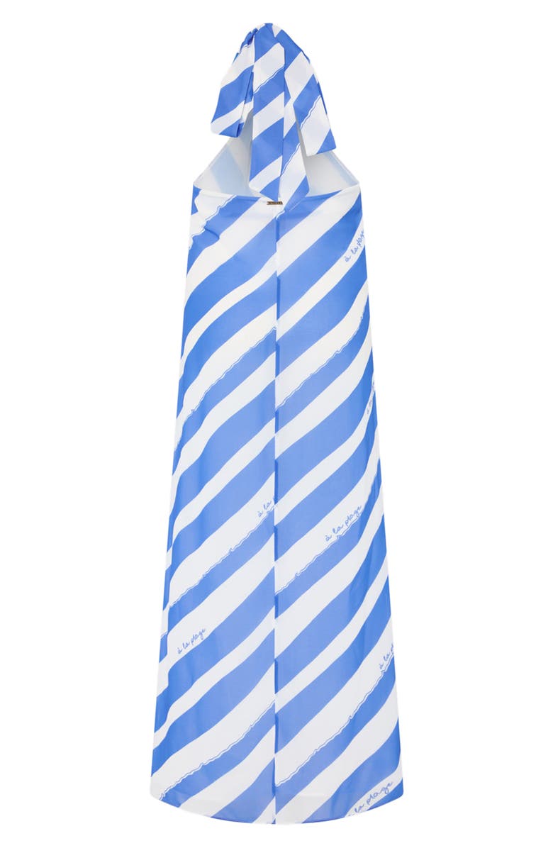 Milly Ava Cross Halter Cover-Up Dress, Alternate, color, Blue/ White