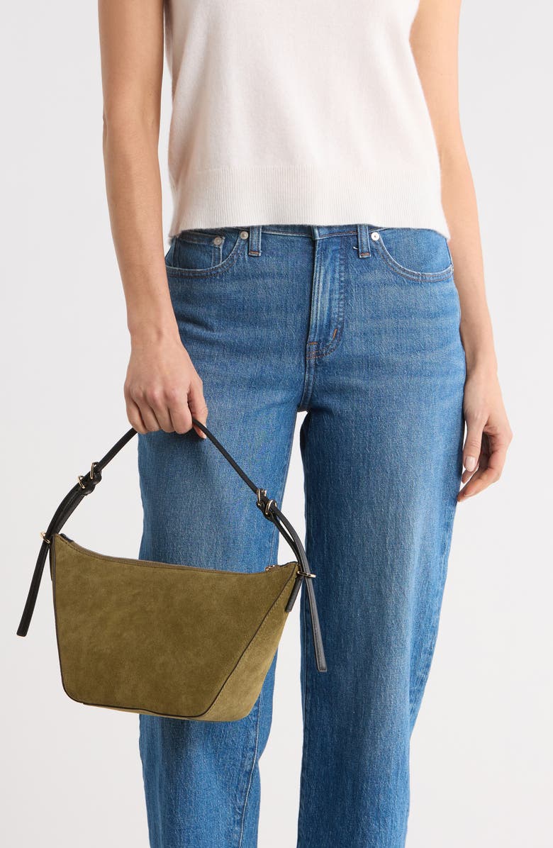 Madewell The Keeper Suede Shoulder Bag, Alternate, color, Aged Olive