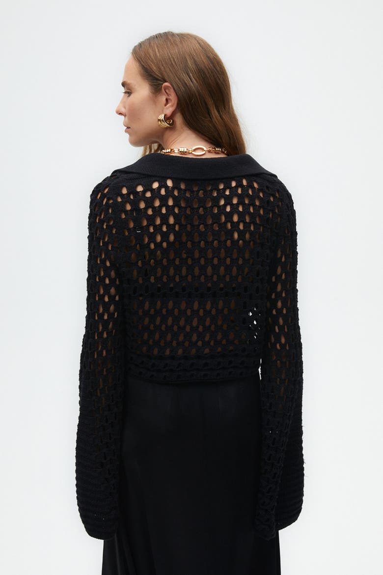 Mesh Knitwear Top, Alternate, color, Black