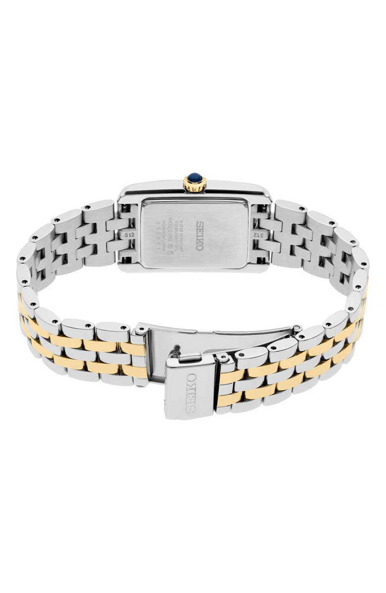 SEIKO WATCHES Essentials Tank Bracelet Watch, 22.7mm x 33.1mm, Alternate, color, Two Tone