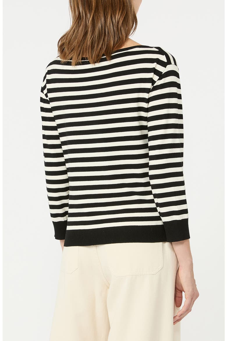 Stecca Striped Bateau Neck Sweater, Alternate, color, BLACK