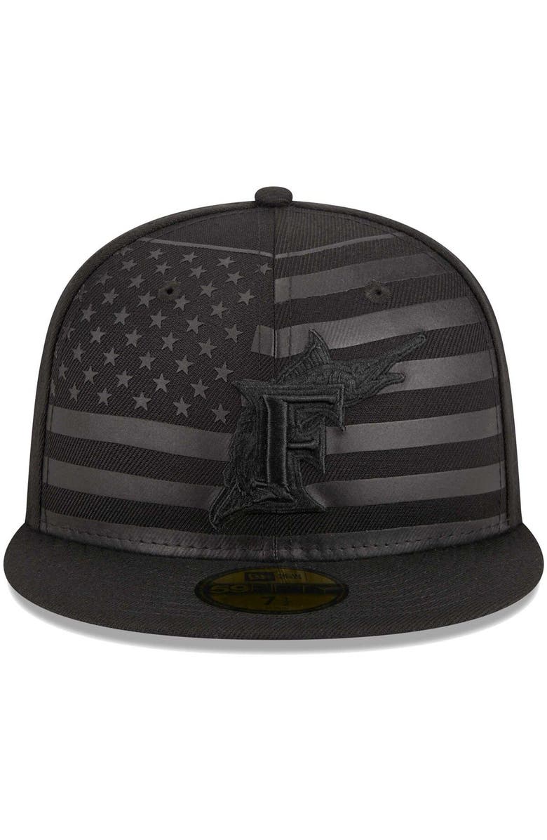 New Era Men's New Era Black Florida Marlins Cooperstown Collection Tonal Flag 59FIFTY Fitted Hat, Alternate, color, 