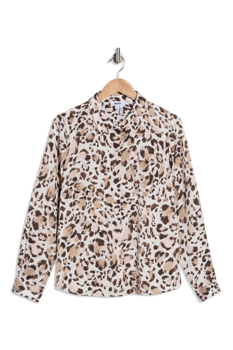 Printed Satin Roll Tab Top, Alternate, color, IVORY/ TRAVERTINE MULTI