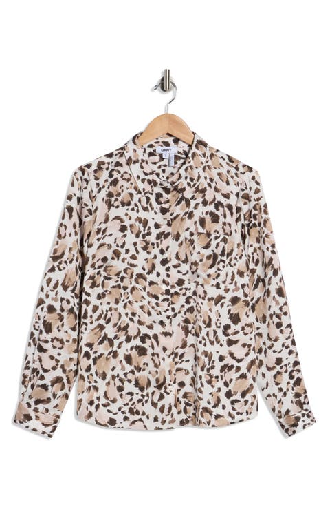 Printed Satin Roll Tab Top