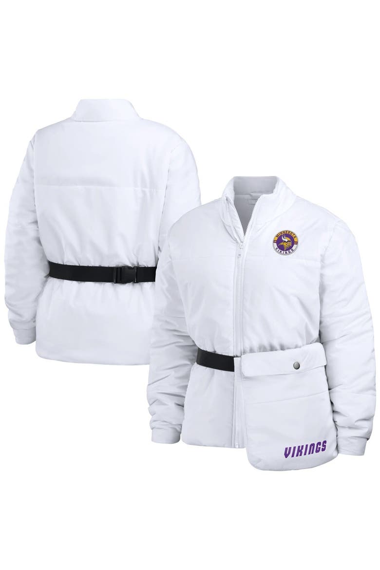 Women's WEAR by Erin Andrews  White Minnesota Vikings Packaway Full-Zip Puffer Jacket, Main, color, White