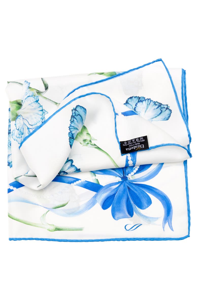 Elizabetta Dianthus - Silk Bandana, Alternate, color, Blue