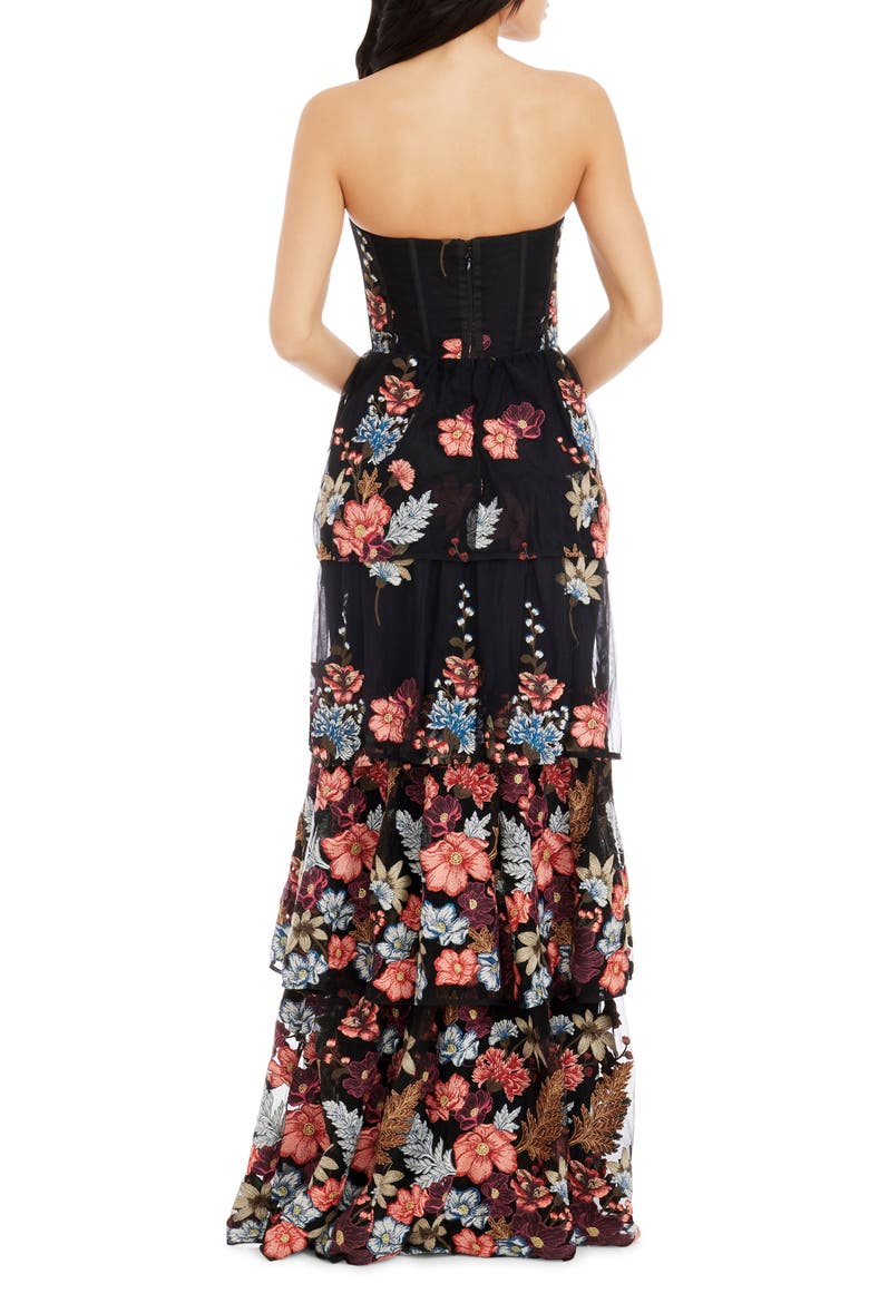 Layana Floral Embroidery Strapless Gown, Alternate, color, CANYON CLAY MULTI