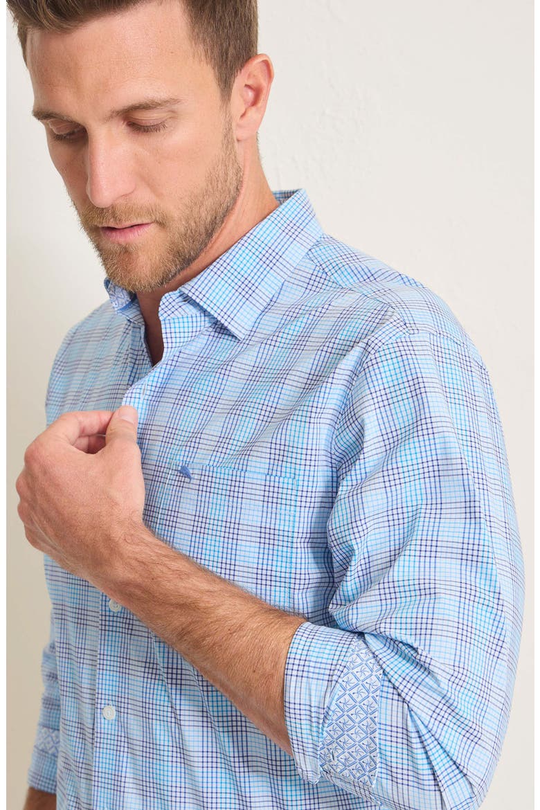 Sarasota Stretch Sea Check IslandZone® Button-Up Shirt, Alternate, color, CHAMBRAY BLUE
