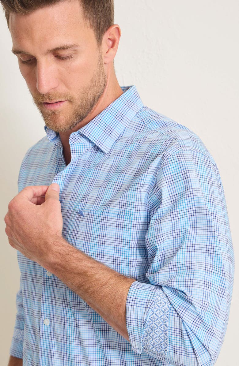 Tommy Bahama Sarasota Stretch Sea Check IslandZone<sup>®</sup> Button-Up Shirt, Alternate, color, Chambray Blue