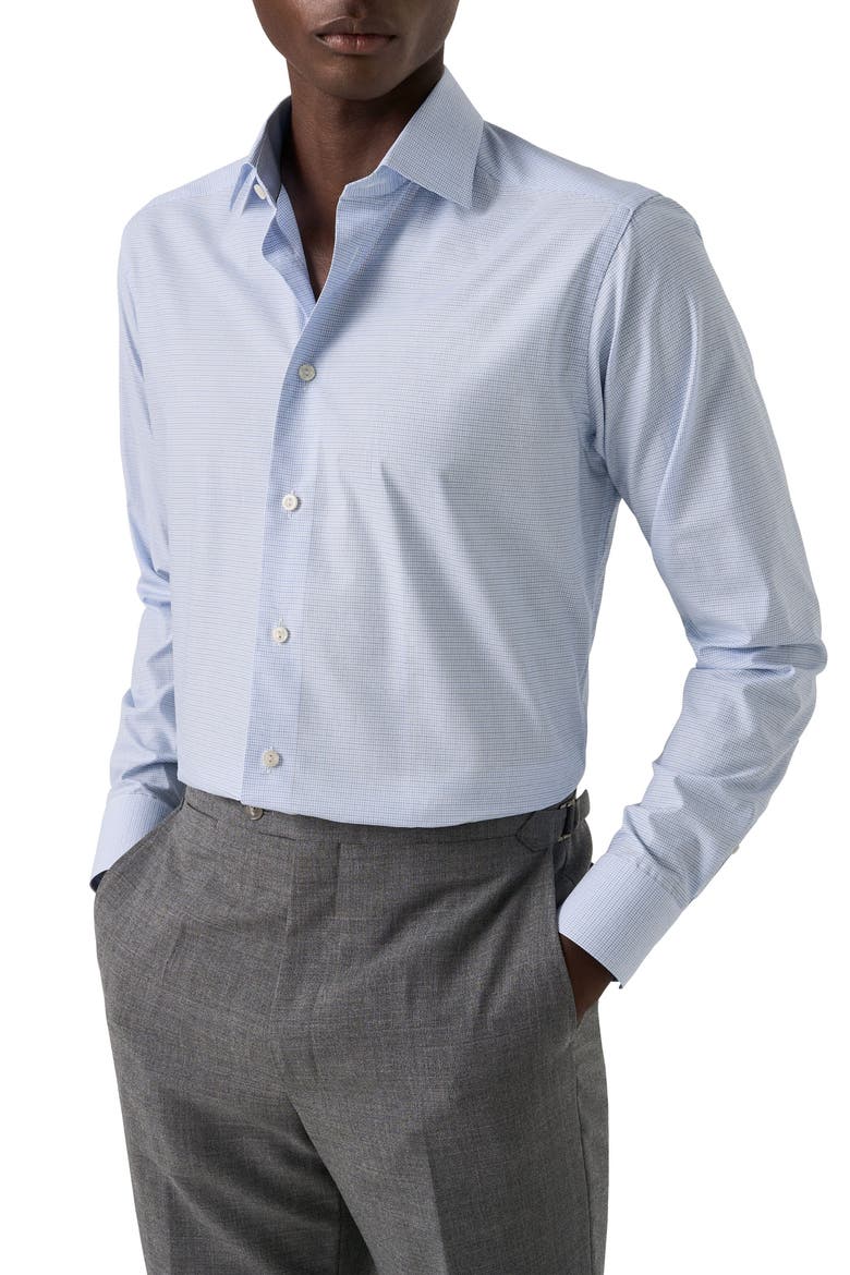Slim Fit Check Twill Dress Shirt, Main, color, LIGHT BLUE