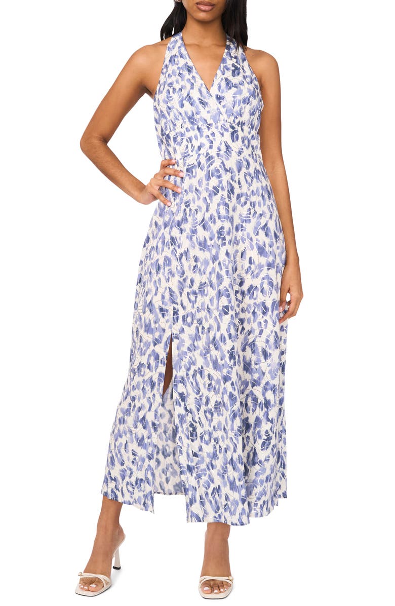 Halogen<sup>®</sup> Print Halter Maxi Dress, Main, color, Moonlight Blue