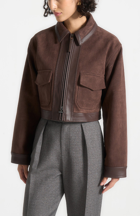 Denise Suede & Pebbled Leather Jacket