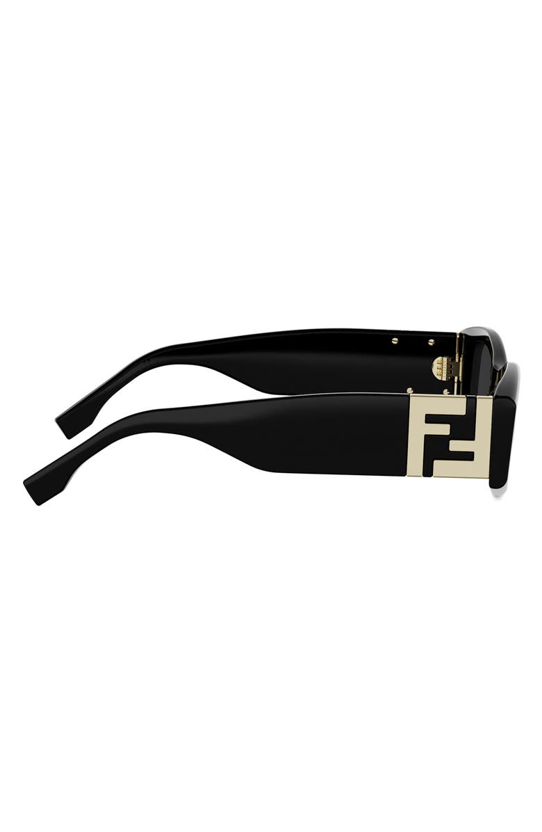 Fendi Forever Fendi 54mm Rectangular Sunglasses, Alternate, color, Shiny Black / Smoke