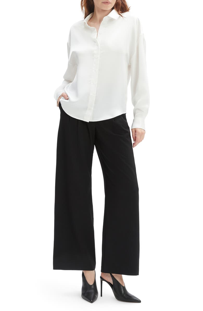 Bardot Luana Oversize Satin Button-Up Shirt, Alternate, color, Orchid White