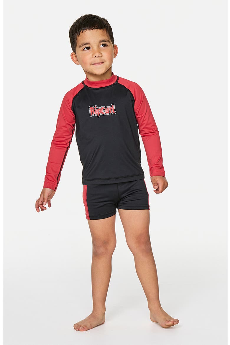 Kids' Paddle Out Long Sleeve Two-Piece Rashguard Swimsuit, Alternate, color, WASHED RED