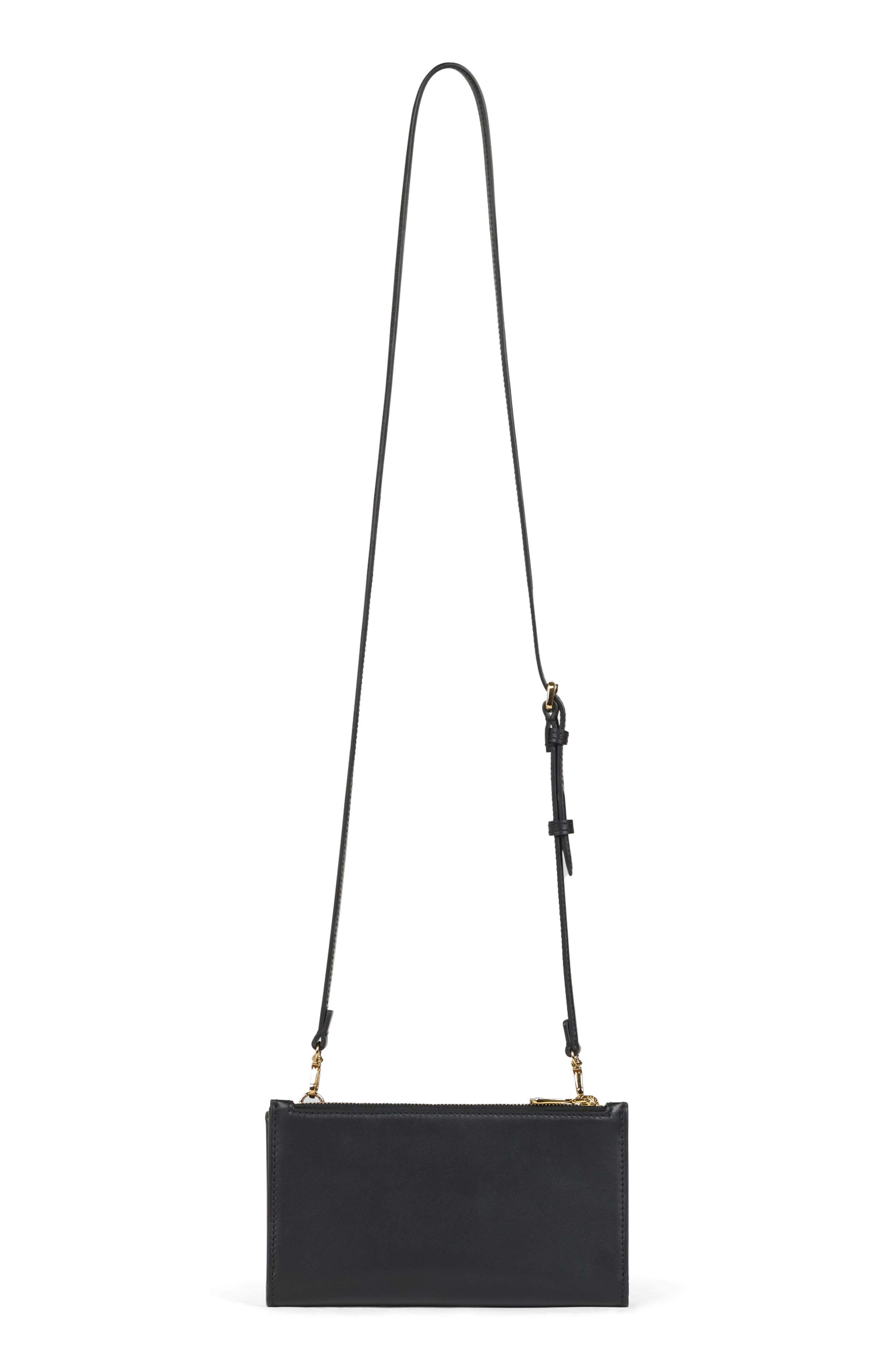 Leather Wallet on a Strap, Alternate, color, BLACK