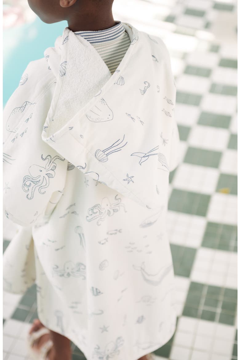 Organic Cotton Hooded Towel Poncho, Alternate, color, LIFE AQUATIC
