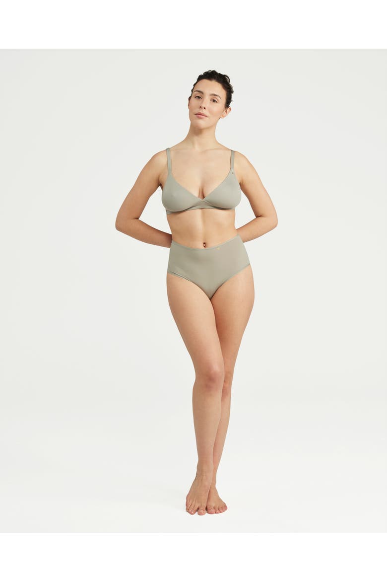 The Stretch High Waisted Brief, Alternate, color, SAGE GREEN