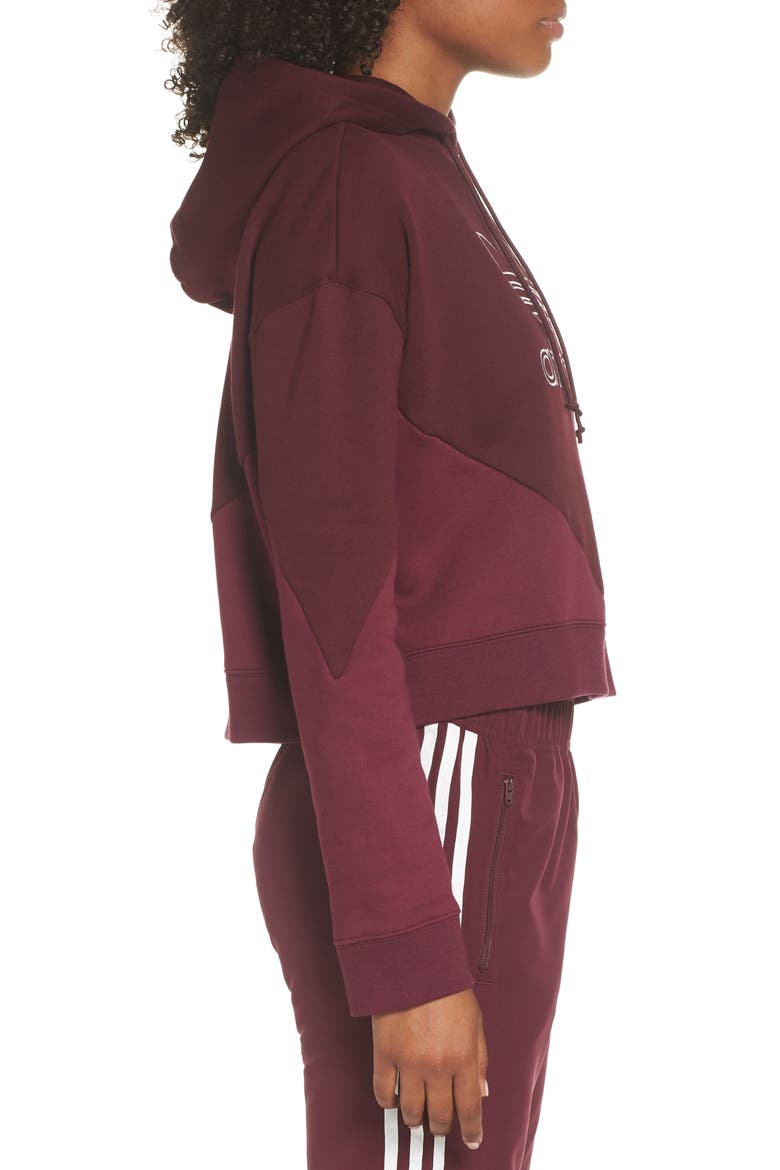 Crop Hoodie, Alternate, color, MAROON