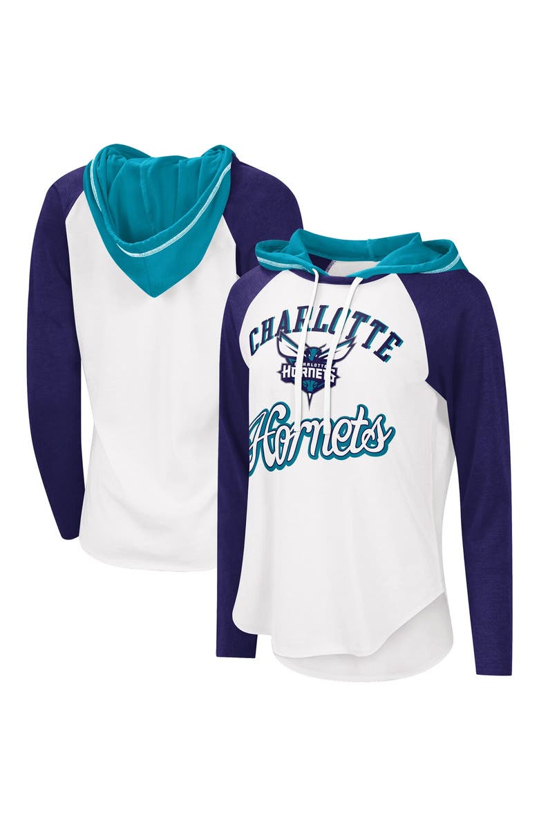 G-III 4HER BY CARL BANKS Women's G-III 4Her by Carl Banks White Charlotte Hornets MVP Raglan Hoodie Long Sleeve T-Shirt, Main, color, 