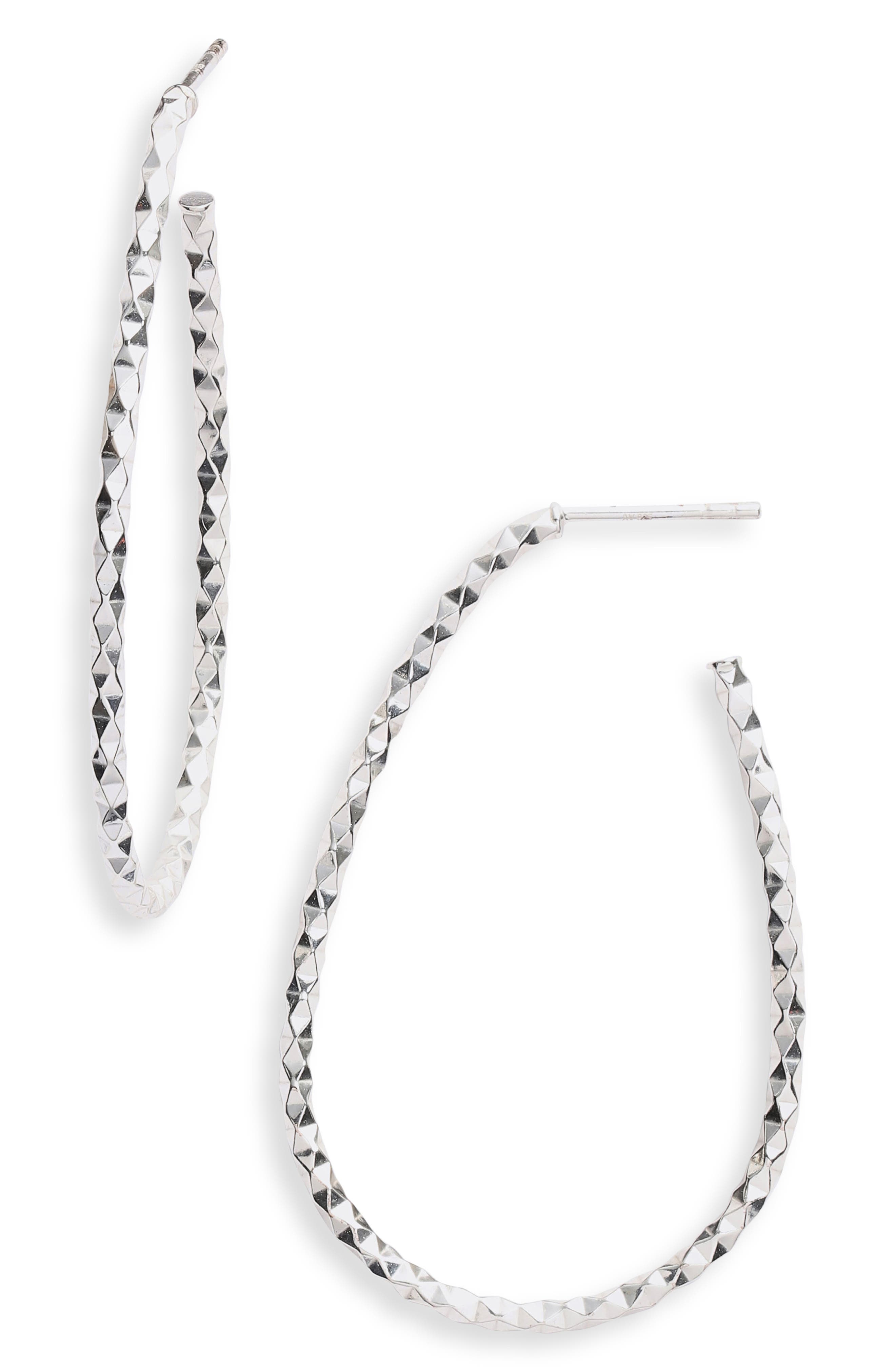 Argento Vivo Sterling Silver Argento Vivo Textured Hoop Earrings (Women ...
